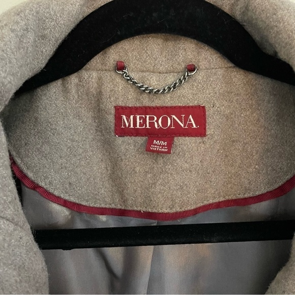 𝅺🎀 Merona Wool Blend Belted Waterfall  Pea-Coat, Beige, Size M - Picture 5 of 10